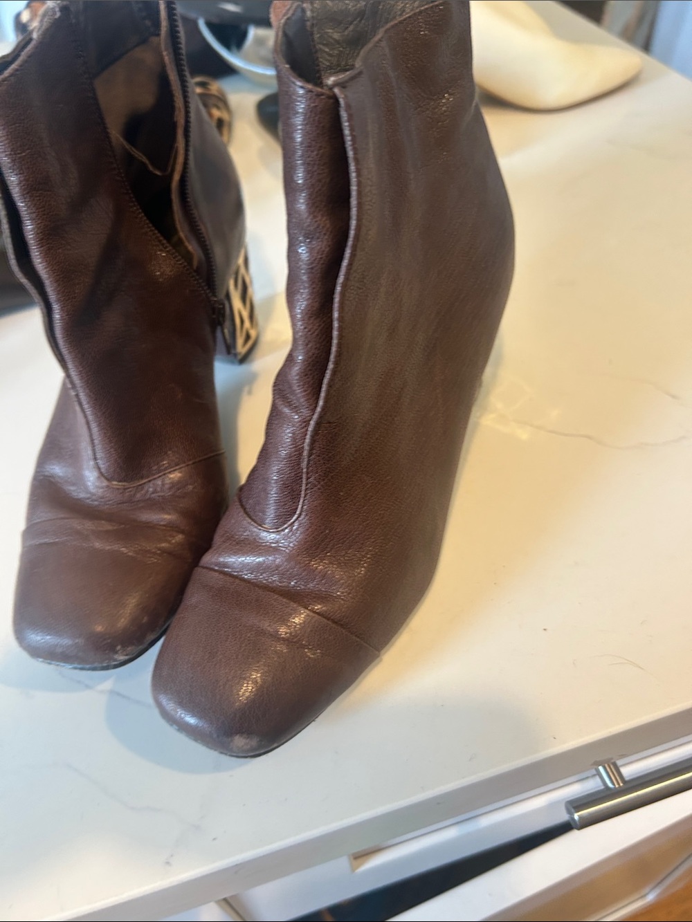Women's Brown Leather Wedge Ankle Boots - Nina